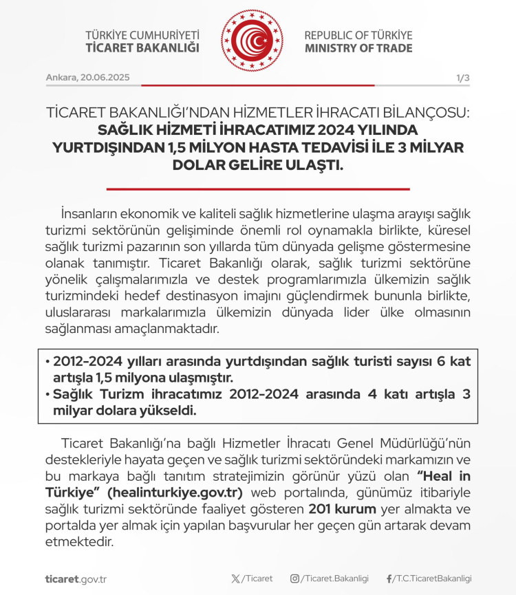 Türkiye sağlık turizminde hedef büyüttü
