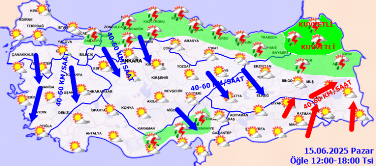 Türkiye'de kuvvetli yağış ve rüzgâr alarmı!