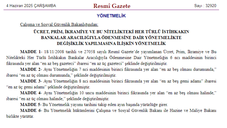 Ücret ödemelerinde banka zorunluluğu için yeni düzenleme... 1 Temmuz'da yürürlükte