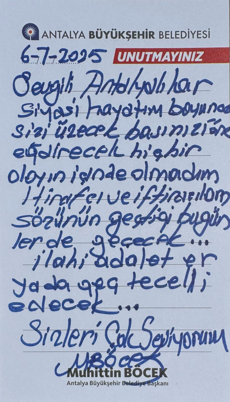 Başkan Böcek'ten Antalyalılara duygusal mesaj