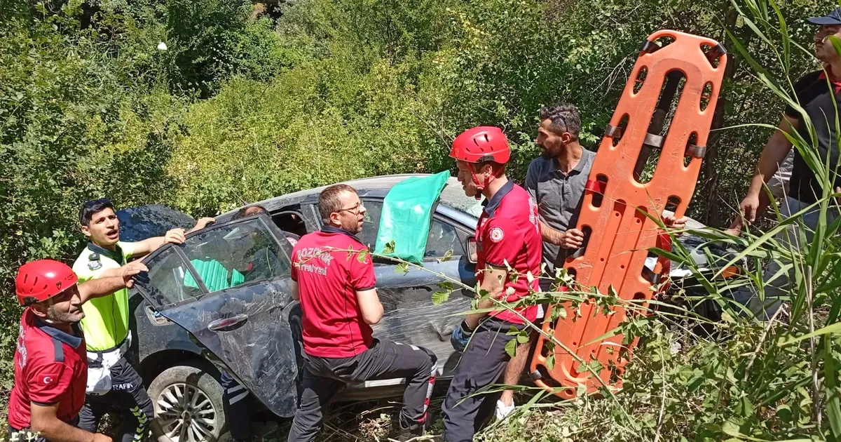 Bilecik'te şarampole devrilen araçta 3 kişi yaralandı