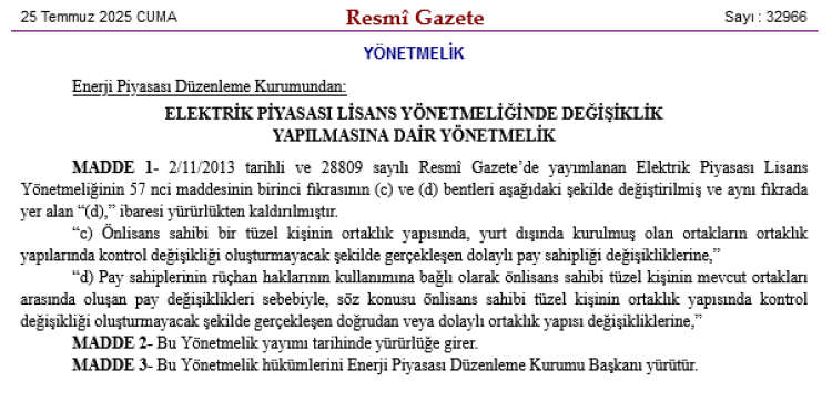 Elektrik Piyasası Lisans Yönetmeliği’ne EPDK ayarı!