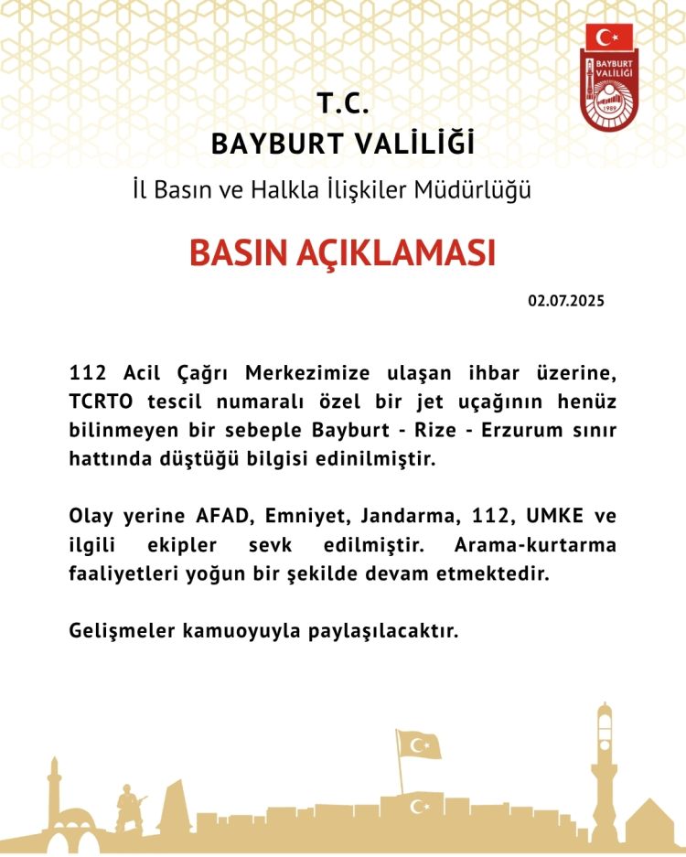 Erzurum-Rize arasında uçak kazası! AFAD: Arama çalışmaları yoğunlaştı