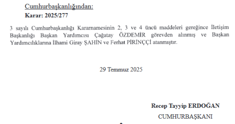 İletişim Başkanlığı’nda başkan yardımcılıklarına atama
