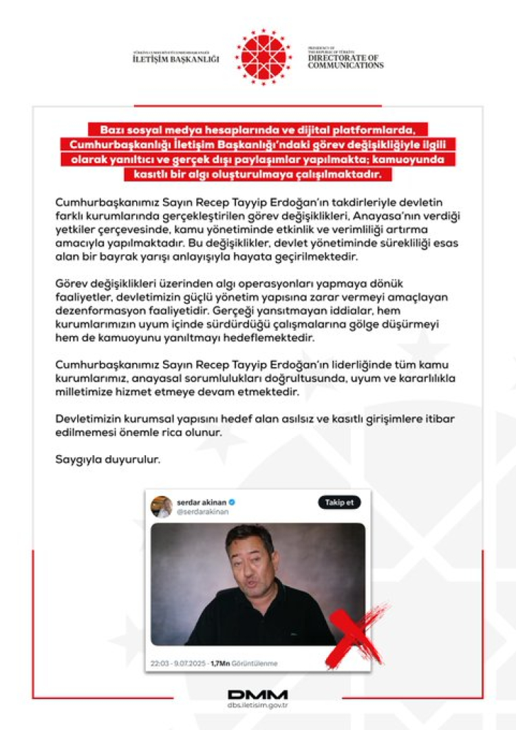 İletişim'den görev değişiklikleriyle ilgili uyarı