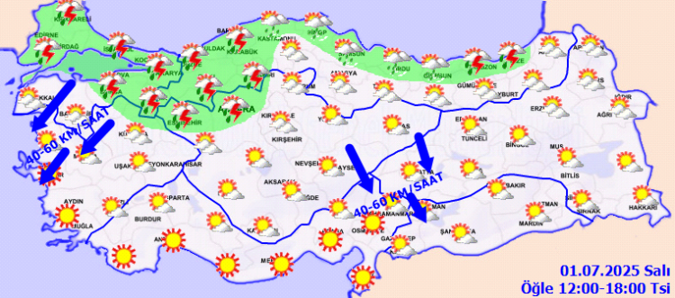 Meteoroloji'den kuvvetli rüzgar ve sağanak uyarısı!