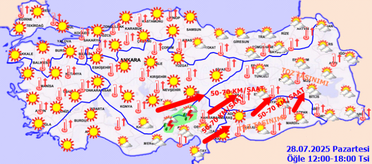 Meteoroloji'den kuvvetli rüzgar ve toz taşınımı uyarısı