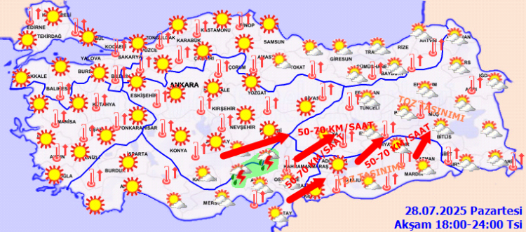Meteoroloji'den kuvvetli rüzgar ve toz taşınımı uyarısı