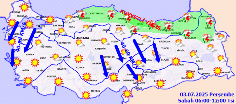 Meteoroloji’den kuvvetli yağış ve rüzgar uyarısı