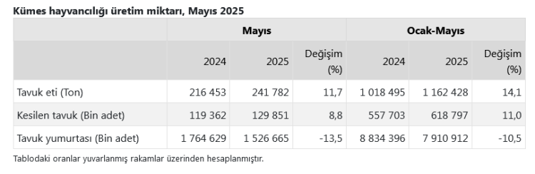 Tavuk eti üretimi arttı, yumurta üretimi düştü