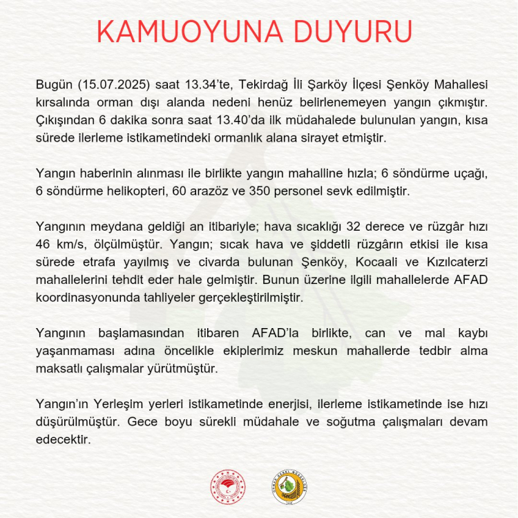 Tekirdağ Şarköy ve Çanakkale Ayvacık’ta yangınlara müdahale sürüyor