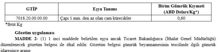 Ticaret Bakanlığı’ndan 'cam kürecikler' için yeni tebliğ