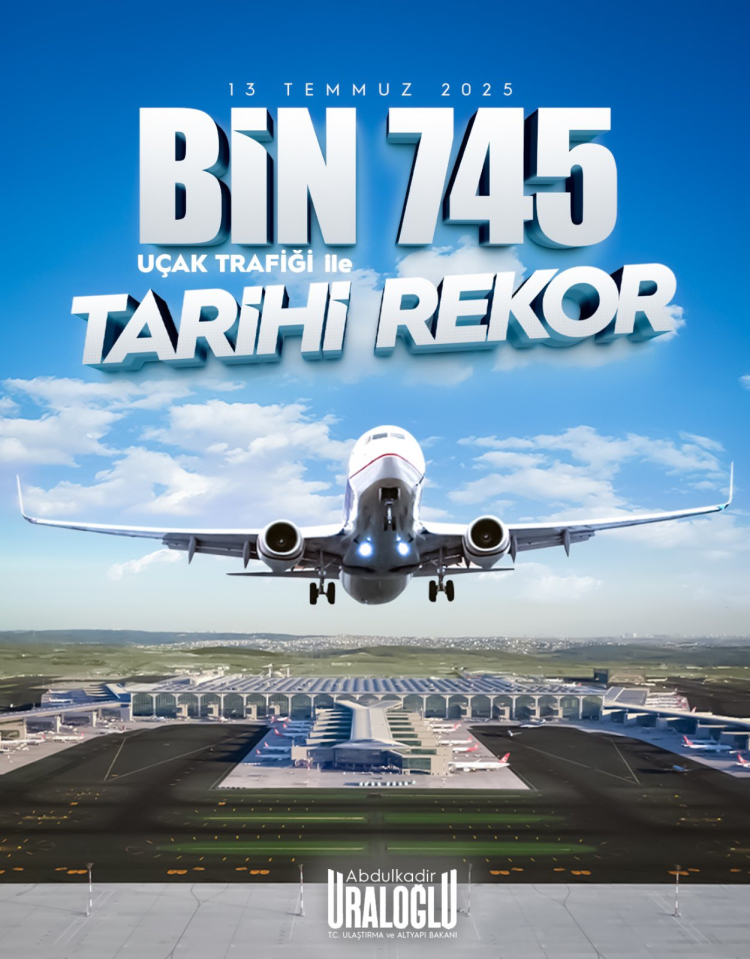 Türk hava sahasında çifte rekor! Bin 745 transit uçuş, 6 bin 110 toplam trafik