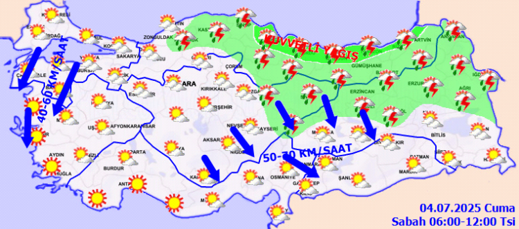 Türkiye genelinde kuvvetli yağış ve fırtına uyarısı