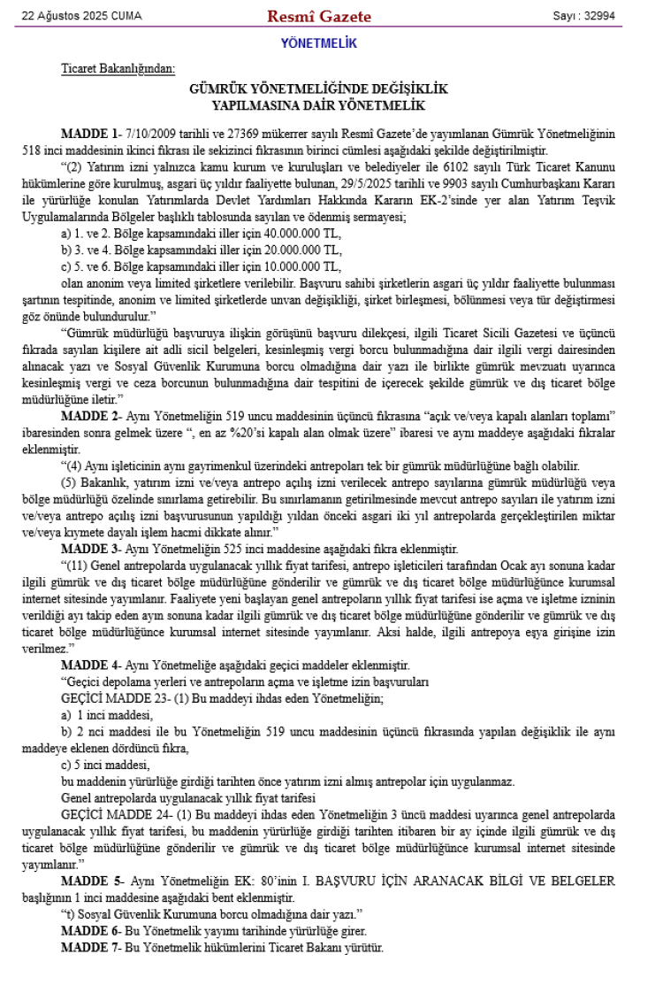 Antrepo sayısına bölgesel sınırlama... Açma ve işletme için yeni kurallar geldi
