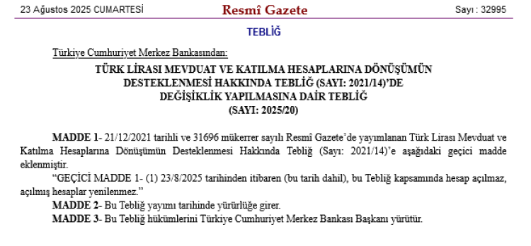 Kur Korumalı Mevduat dönemi sona erdi! Açılış ve yenileme işlemleri durduruldu