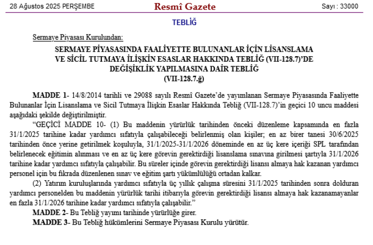 SPK'dan lisanslama süre uzatımı