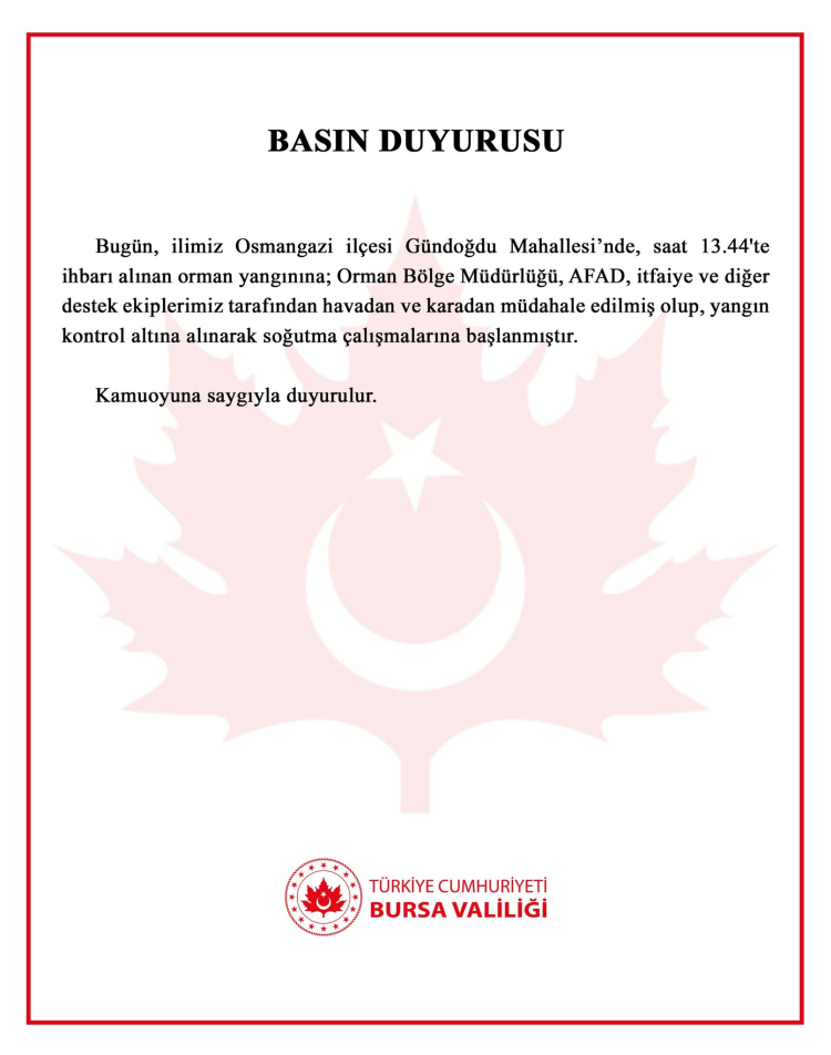 Bursa Gündoğdu'daki yangın kontrol altında