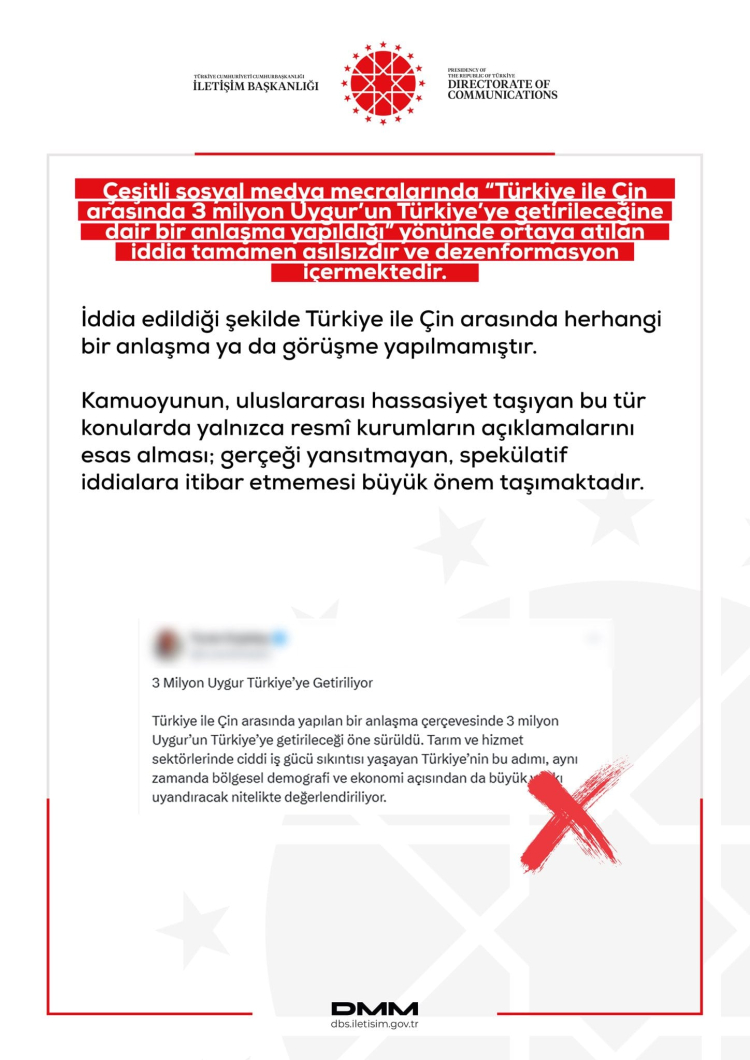 İletişim'den Uygur iddiasına yalanlama