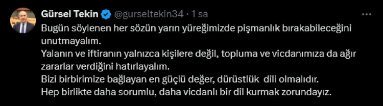 İstanbul krizine 'Özel' sert tepki! Gürsel Tekin'den dürüstlük çağrısı!