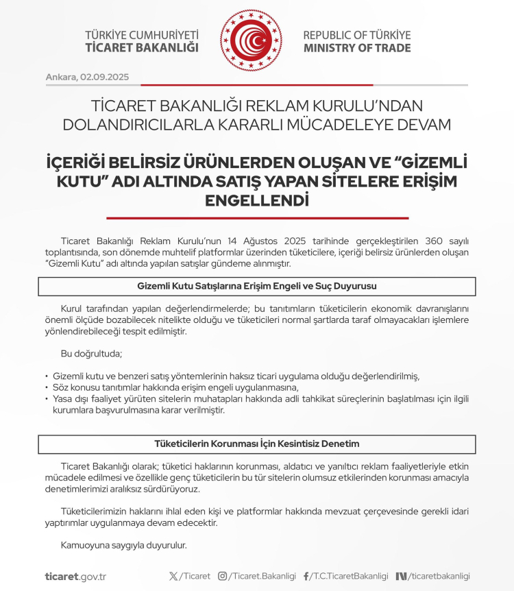 Ticaret'ten ‘Gizemli Kutu’ satışlarına sert müdahale!