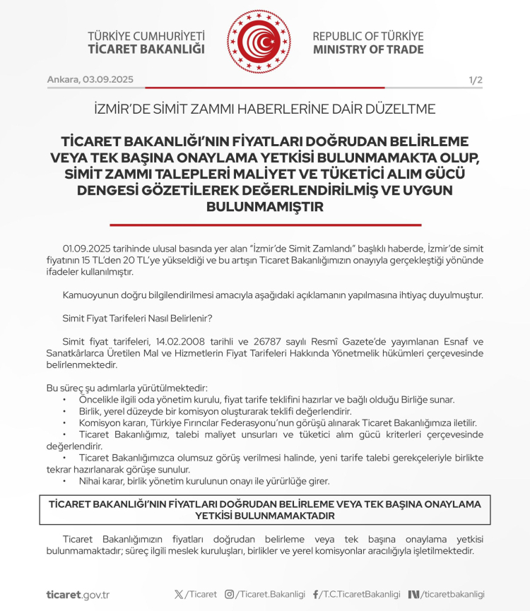 Ticaret'ten simit zammı açıklaması... İzmir'deki zam talepleri onaylanmadı