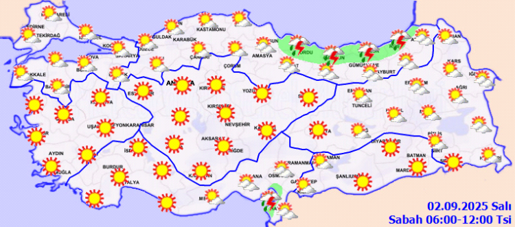 Yurdun doğusunda yağış, batısında güneşli hava hakim