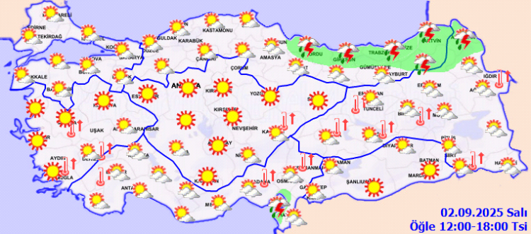 Yurdun doğusunda yağış, batısında güneşli hava hakim