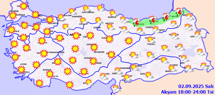 Yurdun doğusunda yağış, batısında güneşli hava hakim
