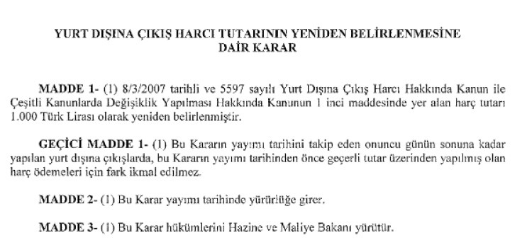 Yurt dışına çıkış harcı 1000 TL oldu! Maktu harçlar yeniden belirlendi