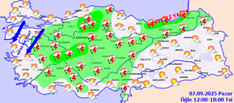 Yurt genelinde sağanak ve kuvvetli rüzgar uyarısı